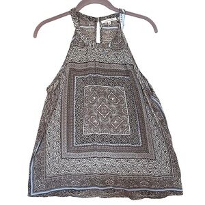 41 Hawthorn Panel Print Silk Halter Style Top Size Medium